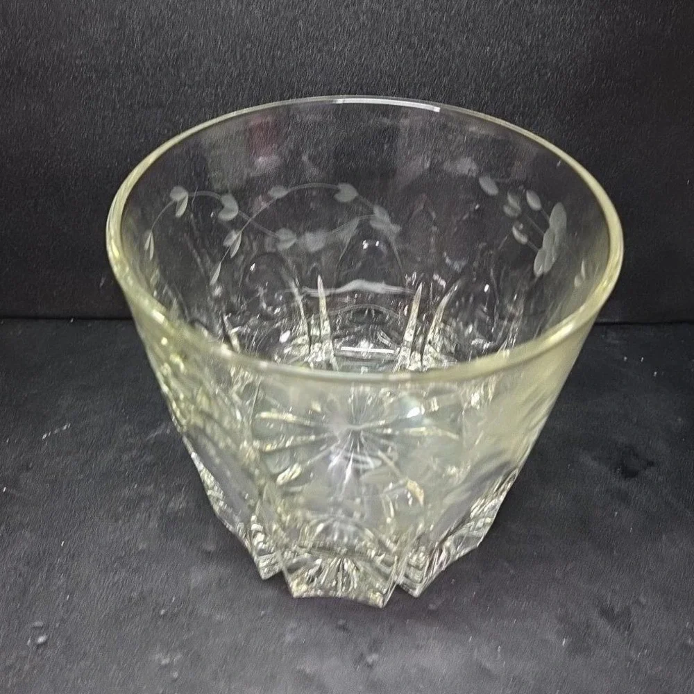 Princess House‎ Heritage Crystal Ice Bucket, Etched Floral Serving Bowl, Barware